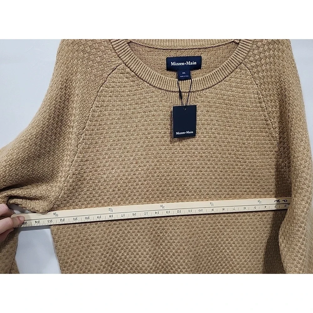 Mizzen+Main NWT Hillcrest Crewneck Sweater‎ Mens XXL Beige Cotton/Wool Blend New